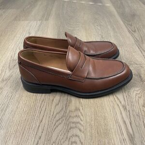 Aquatalia Neil Dress Shoes Mens Size 9.5 Brown Leather Penny Loafers Made Italy